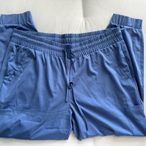 Blue Elastic Waist Scrub Joggers